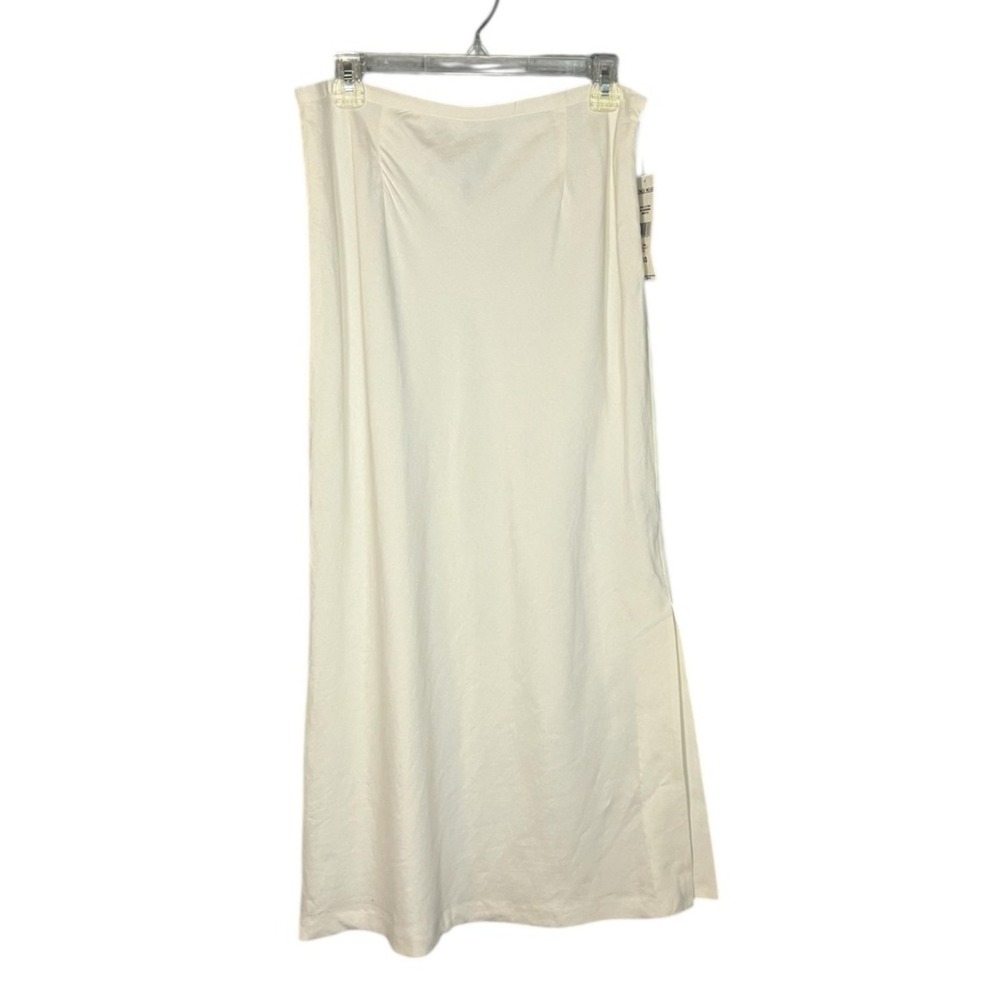Jones Wear NWT Women's White Linen Blend Lined Long Pencil Skirt 10 Waist 30"
